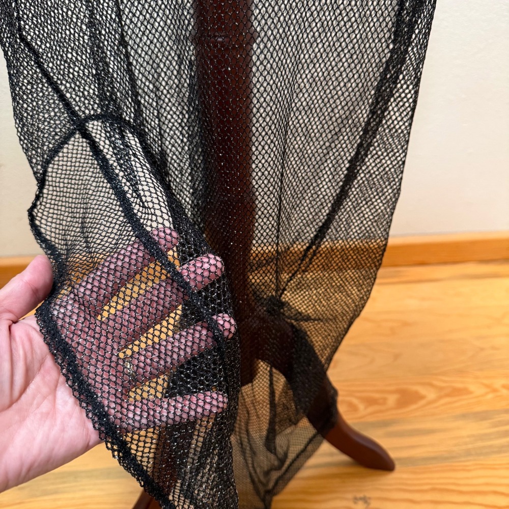 🖤 Sheer Black Metallic Fishnet Goth Edgy Y2K Clubwear Mesh Maxi Dress Women S - Picture 3 of 9